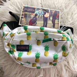 Jansport white/yellow pineapple print fanny pack